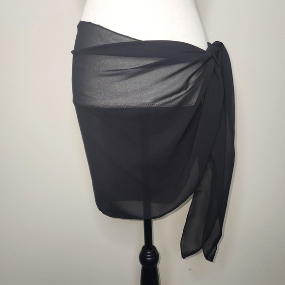 Chic Black Sheer Wrap Skirt - Picture 1 of 6